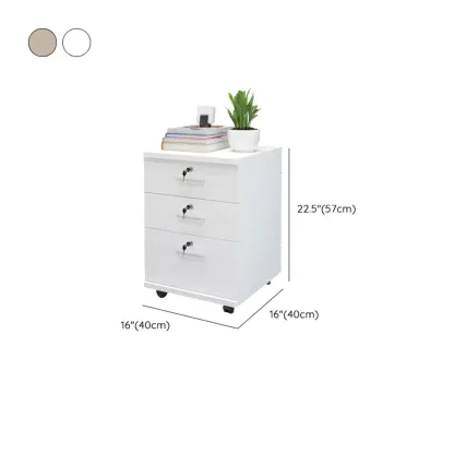 Stylish Wooden Filing Cabinet with Lock and Wheels for Office Image - 29