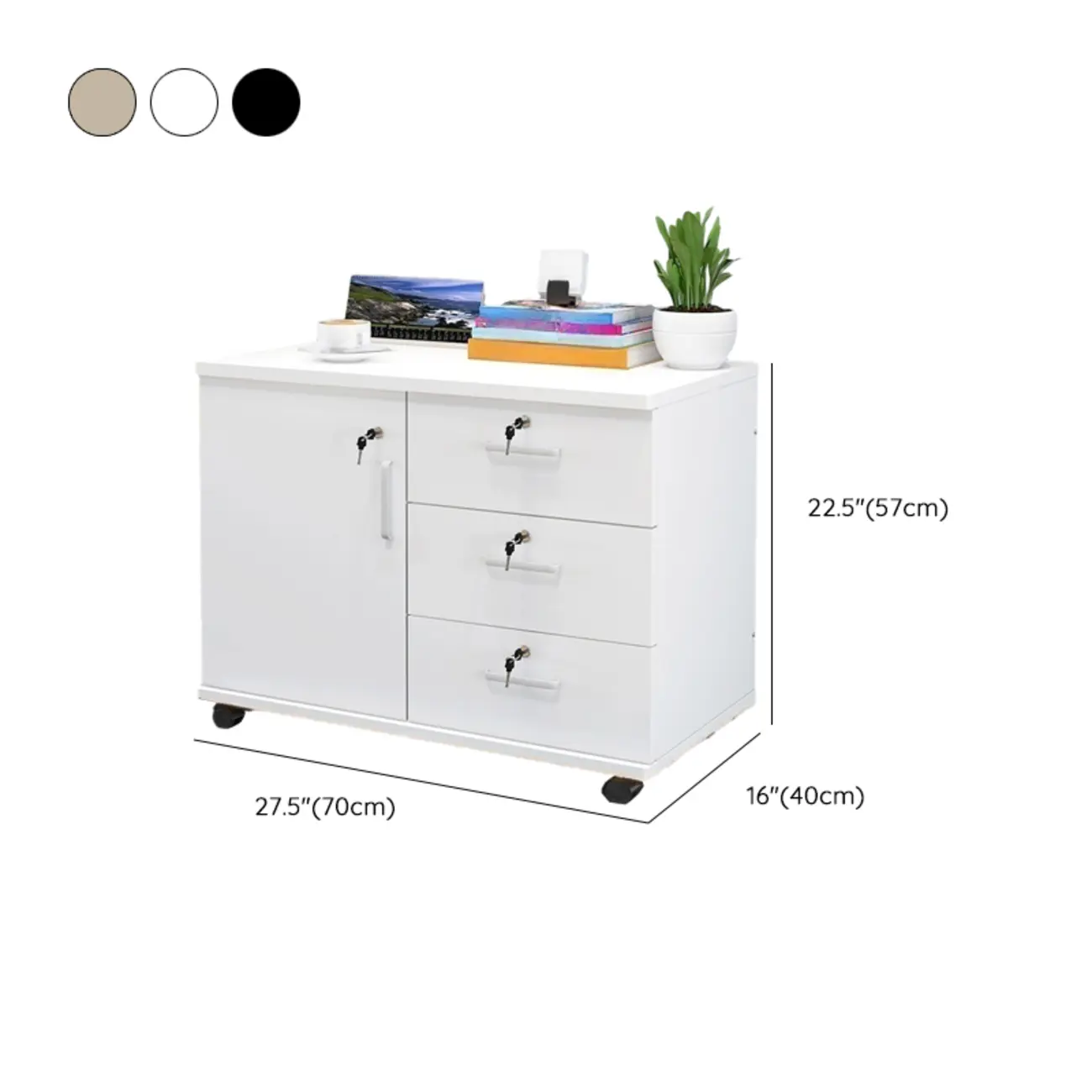 Stylish Wooden Filing Cabinet with Lock and Wheels for Office Image - 30 | homeyfad
