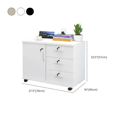 Stylish Wooden Filing Cabinet with Lock and Wheels for Office Image - 30