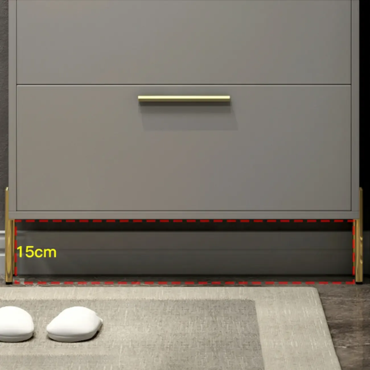 3-Tier Narrow Dark Gray Drop-Front Wood Shoe Cabinet Image - 13