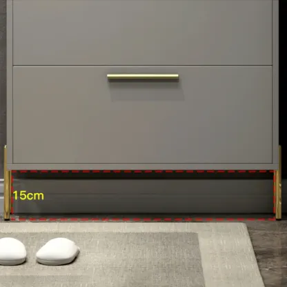 3-Tier Narrow Dark Gray Drop-Front Wood Shoe Cabinet Image - 13