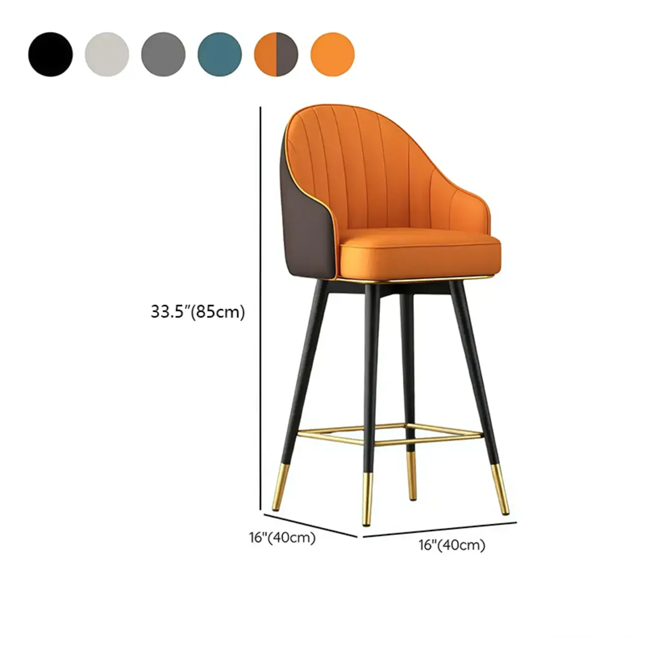 Art Deco Leather Swivel Bucket Cushioned Bar Stool Image - 11 | homeyfad