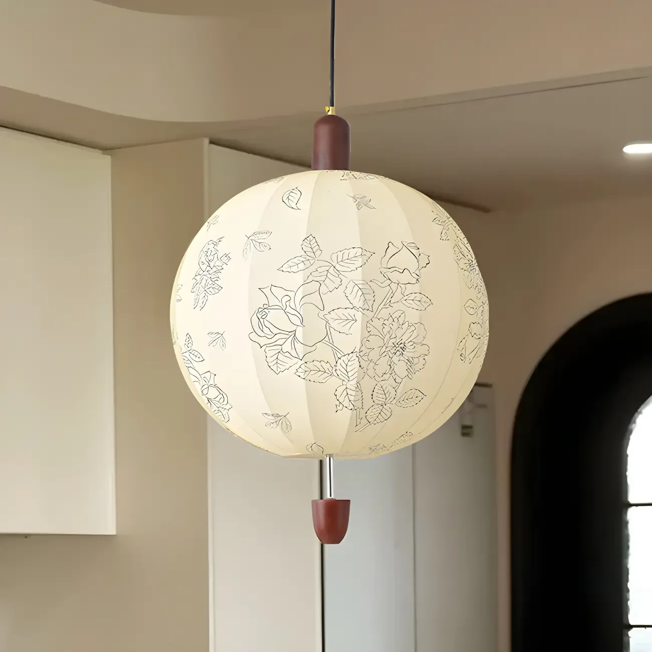 Elegant Floral Fabric Pendant Chandelier for Living Room Image - 11
