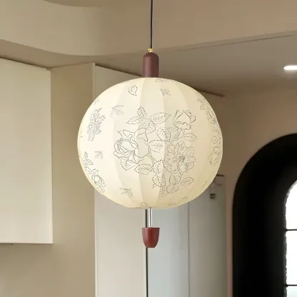 Elegant Floral Fabric Pendant Chandelier for Living Room Image - 11