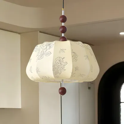 Elegant Floral Fabric Pendant Chandelier for Living Room Image - 4