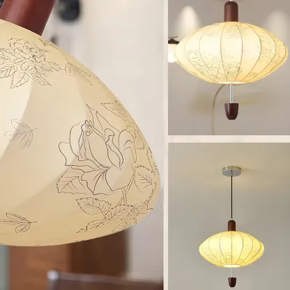 Elegant Floral Fabric Pendant Chandelier for Living Room Image - 17