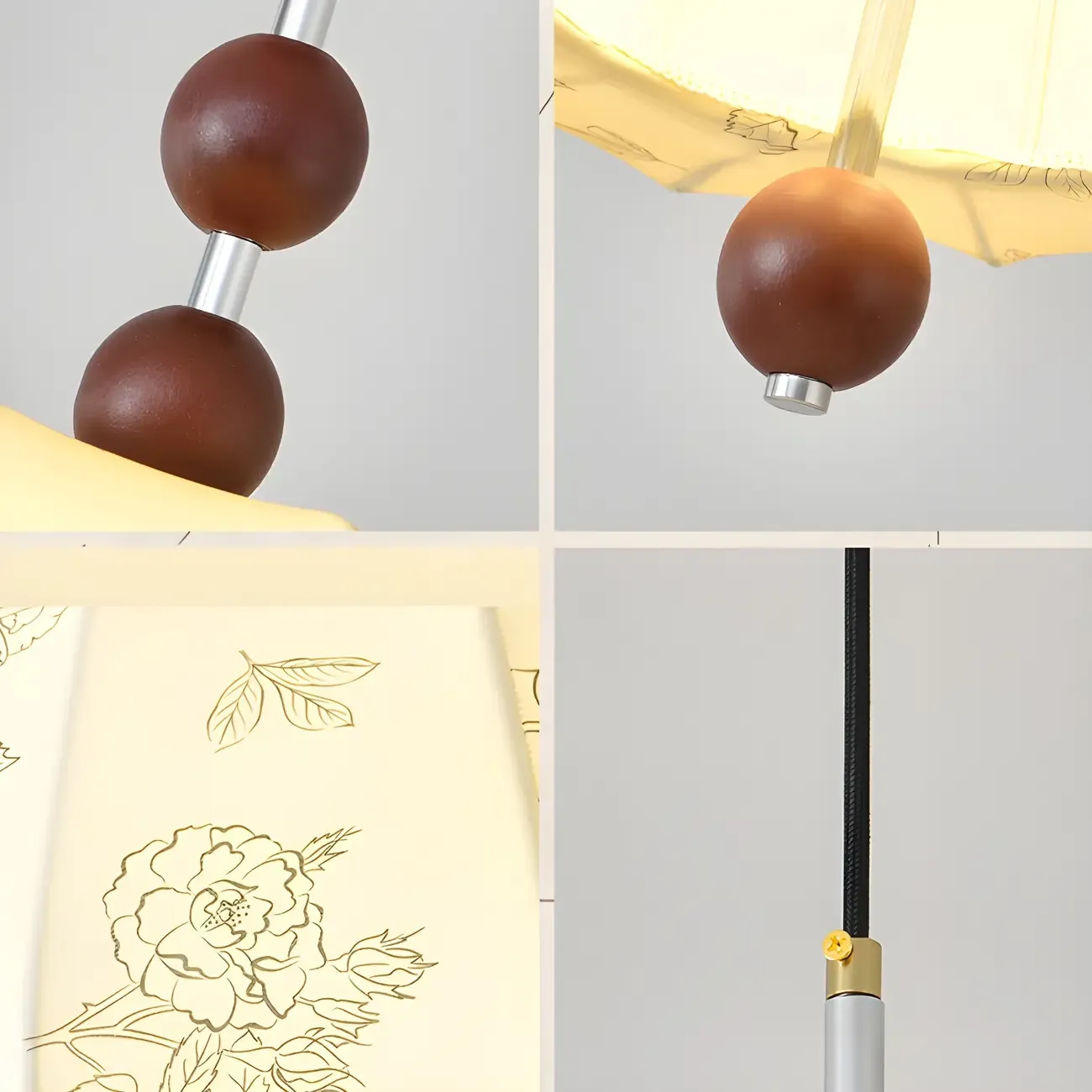 Elegant Floral Fabric Pendant Chandelier for Living Room Image - 18