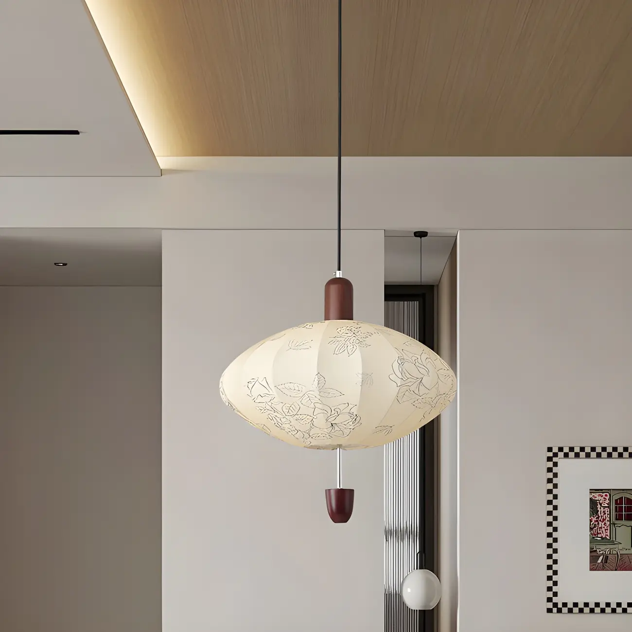 Elegant Floral Fabric Pendant Chandelier for Living Room Image - 6 | homeyfad