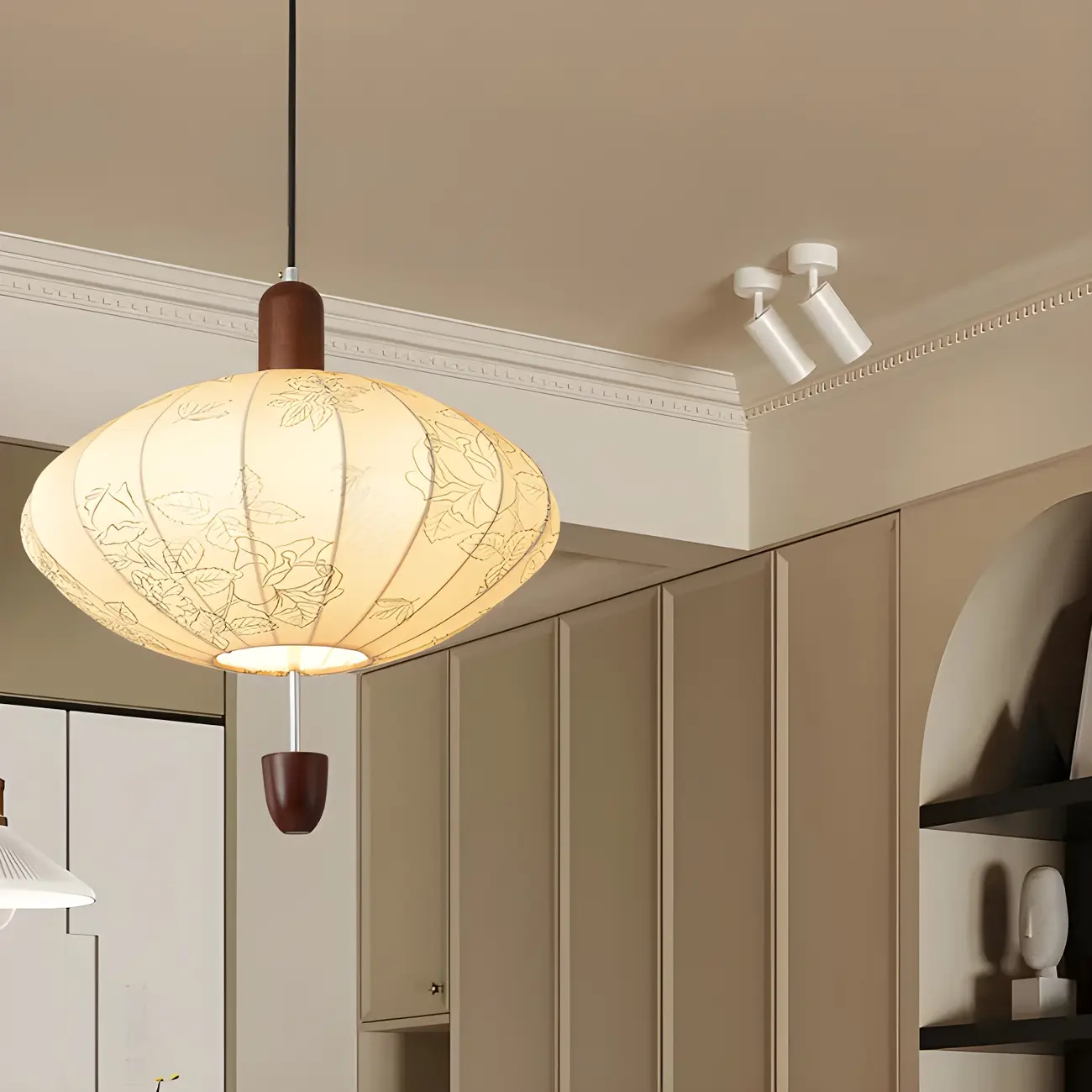 Elegant Floral Fabric Pendant Chandelier for Living Room Image - 10 | homeyfad