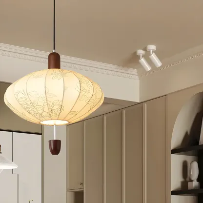 Elegant Floral Fabric Pendant Chandelier for Living Room Image - 10