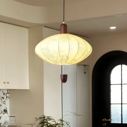 Elegant Floral Fabric Pendant Chandelier for Living Room Image - 9