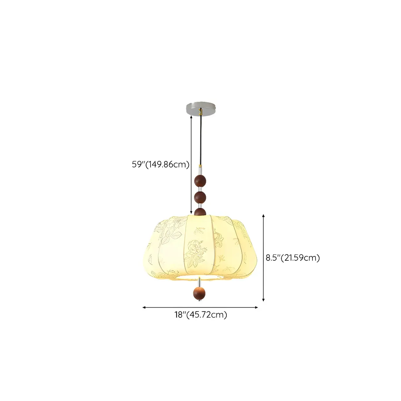 Elegant Floral Fabric Pendant Chandelier for Living Room #size