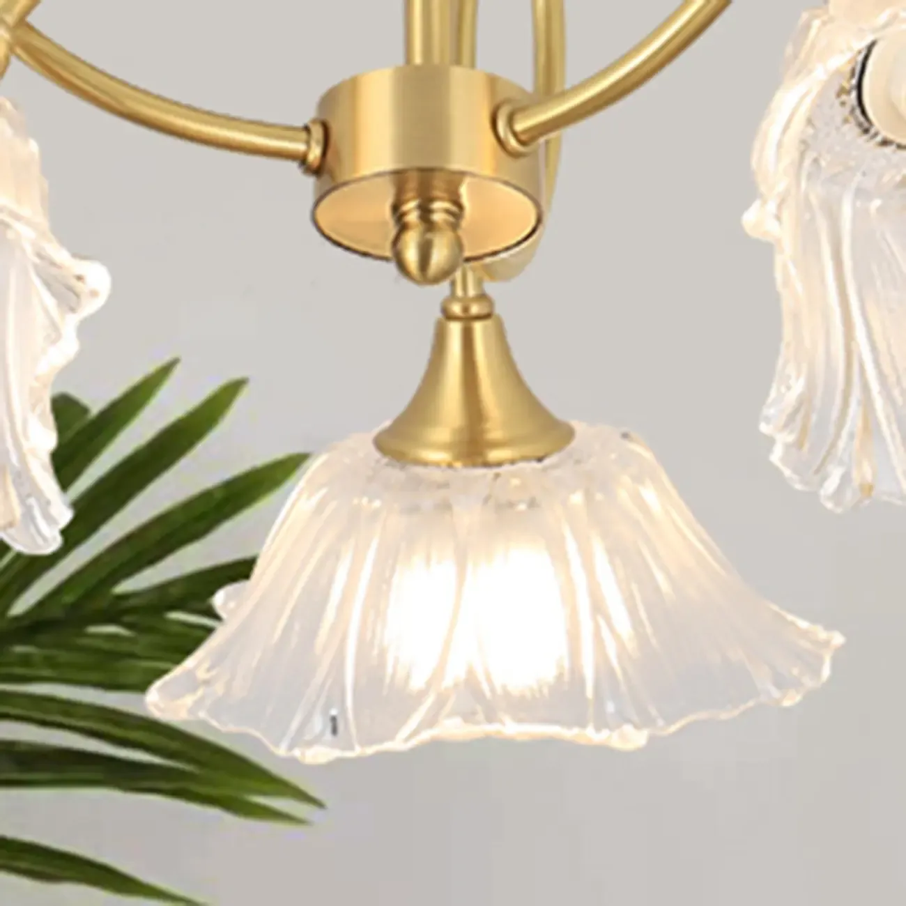 Flower Shaped Modern Gold Semi-Flush Ceiling Light with 3-Light Image - 7