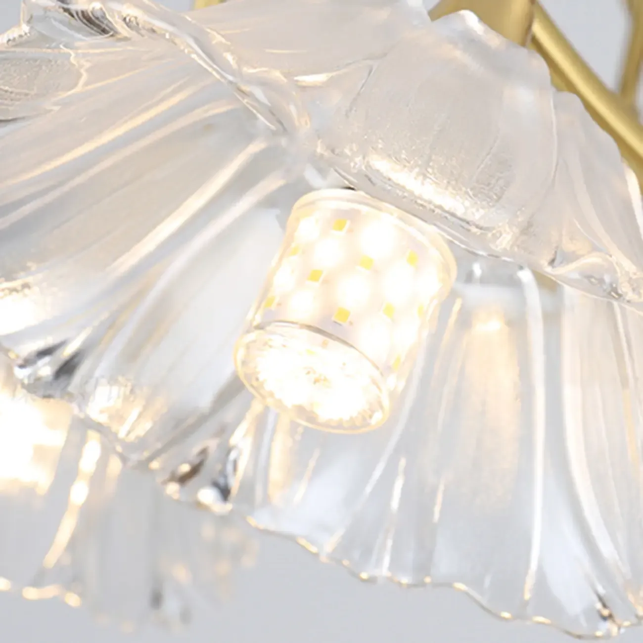 Flower Shaped Modern Gold Semi-Flush Ceiling Light with 3-Light Image - 9