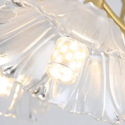 Flower Shaped Modern Gold Semi-Flush Ceiling Light with 3-Light Image - 9