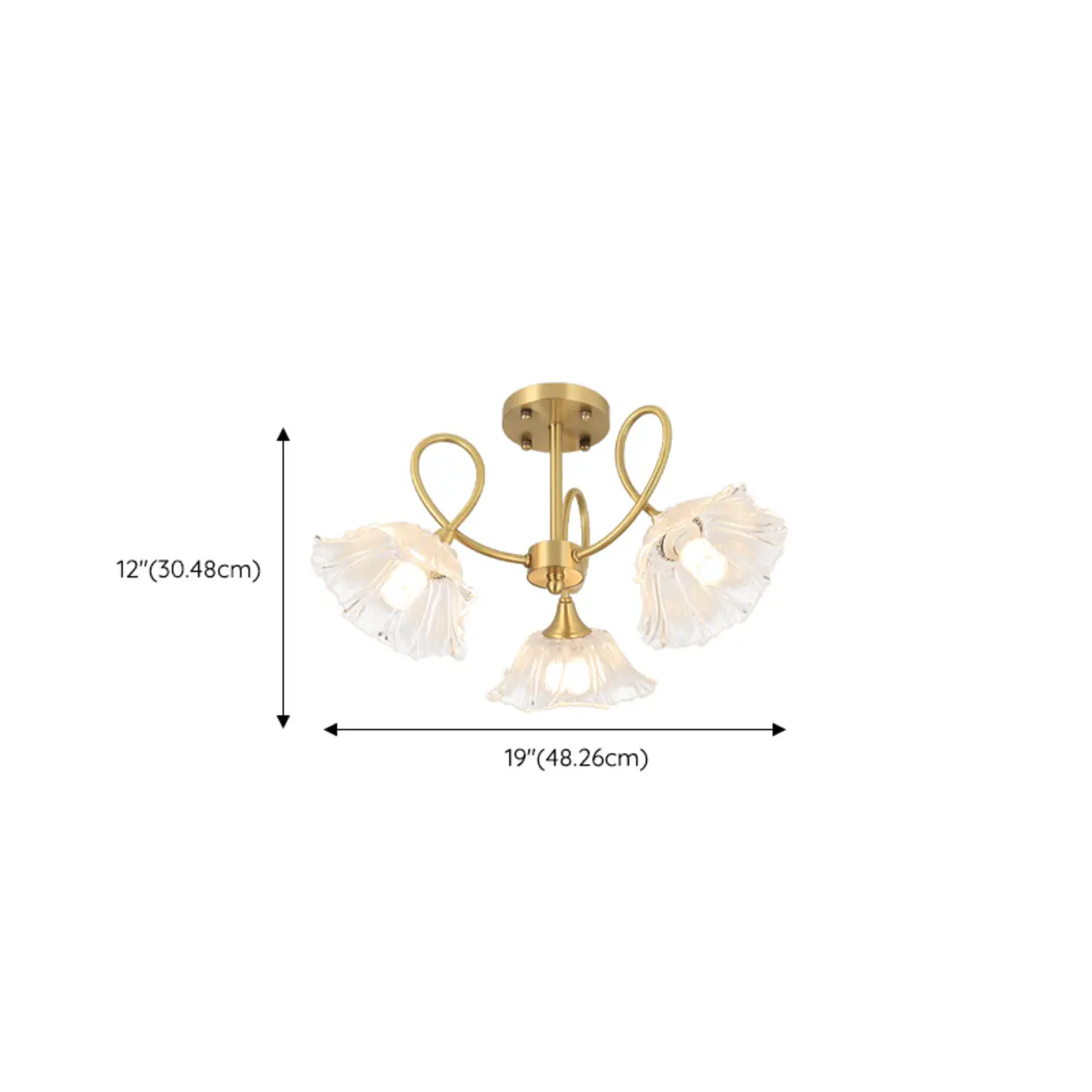 Flower Shaped Modern Gold Semi-Flush Ceiling Light with 3-Light #size | homeyfad