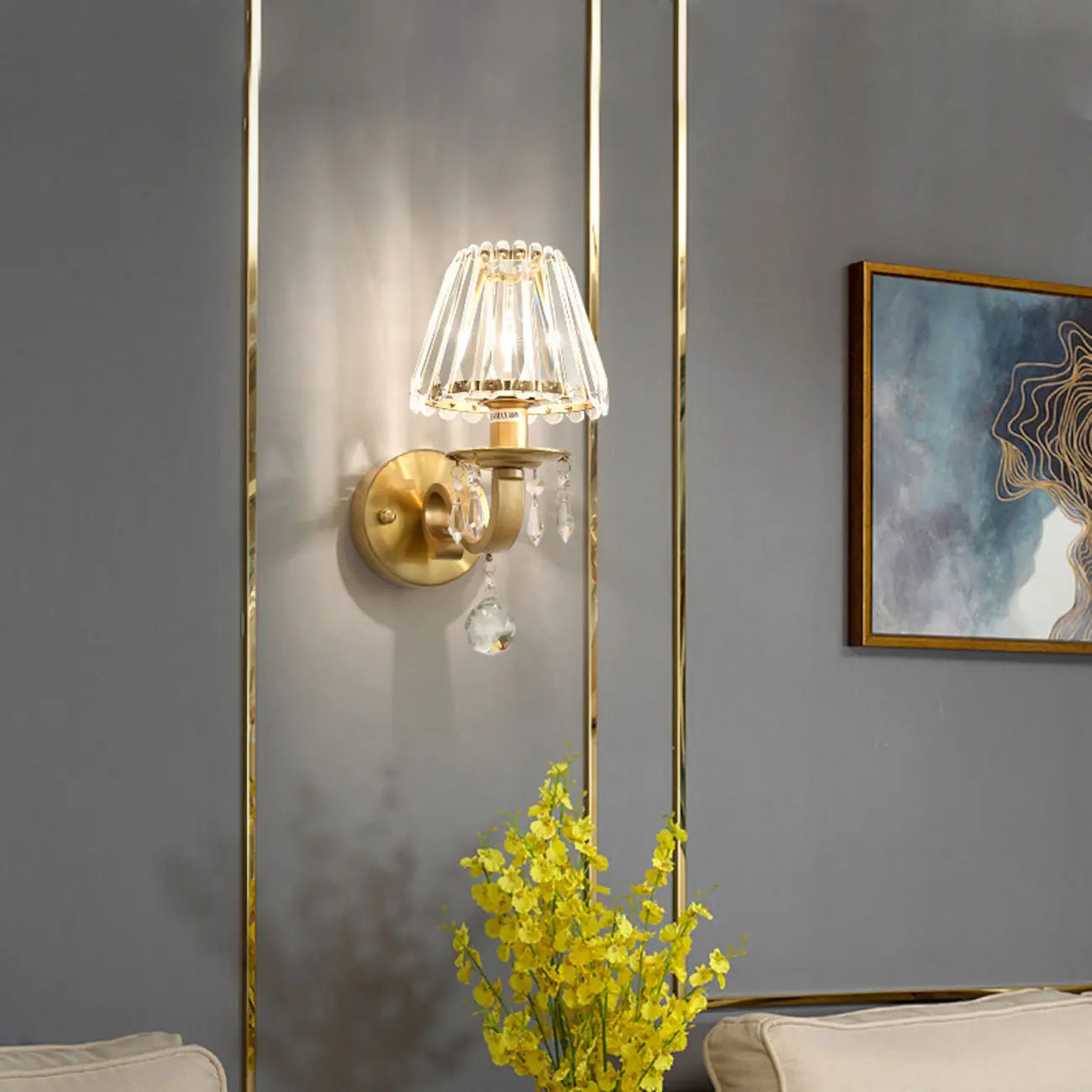 Glamorous Gold Crystal Wall Sconce Image - 1 | homeyfad
