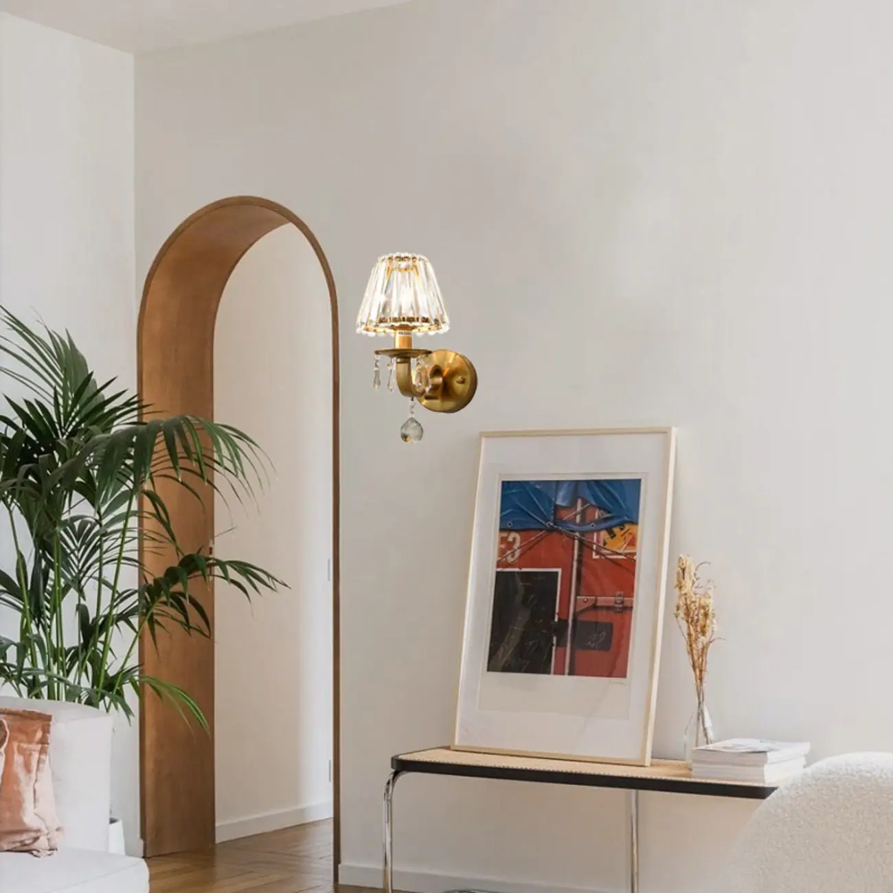 Glamorous Gold Crystal Wall Sconce Image - 2 | homeyfad