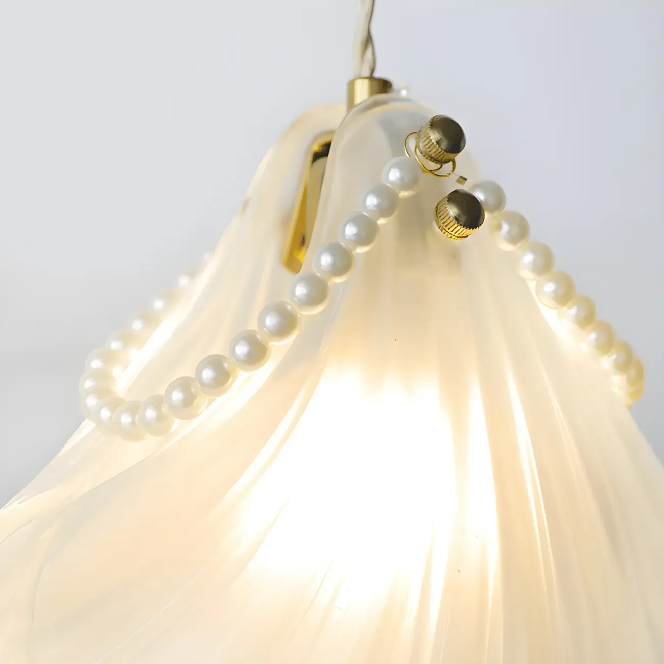 Modern Gold Shell Wall Light with Frosted Glass for Bedroom Image - 9