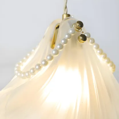 Modern Gold Shell Wall Light with Frosted Glass for Bedroom Image - 9