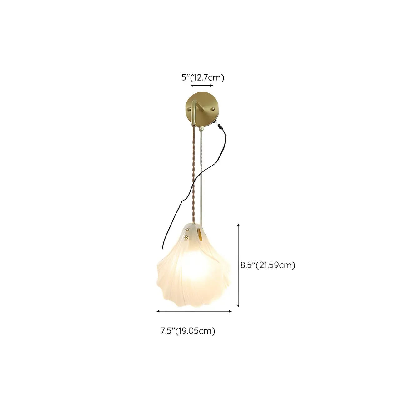 Modern Gold Shell Wall Light with Frosted Glass for Bedroom Image - 12