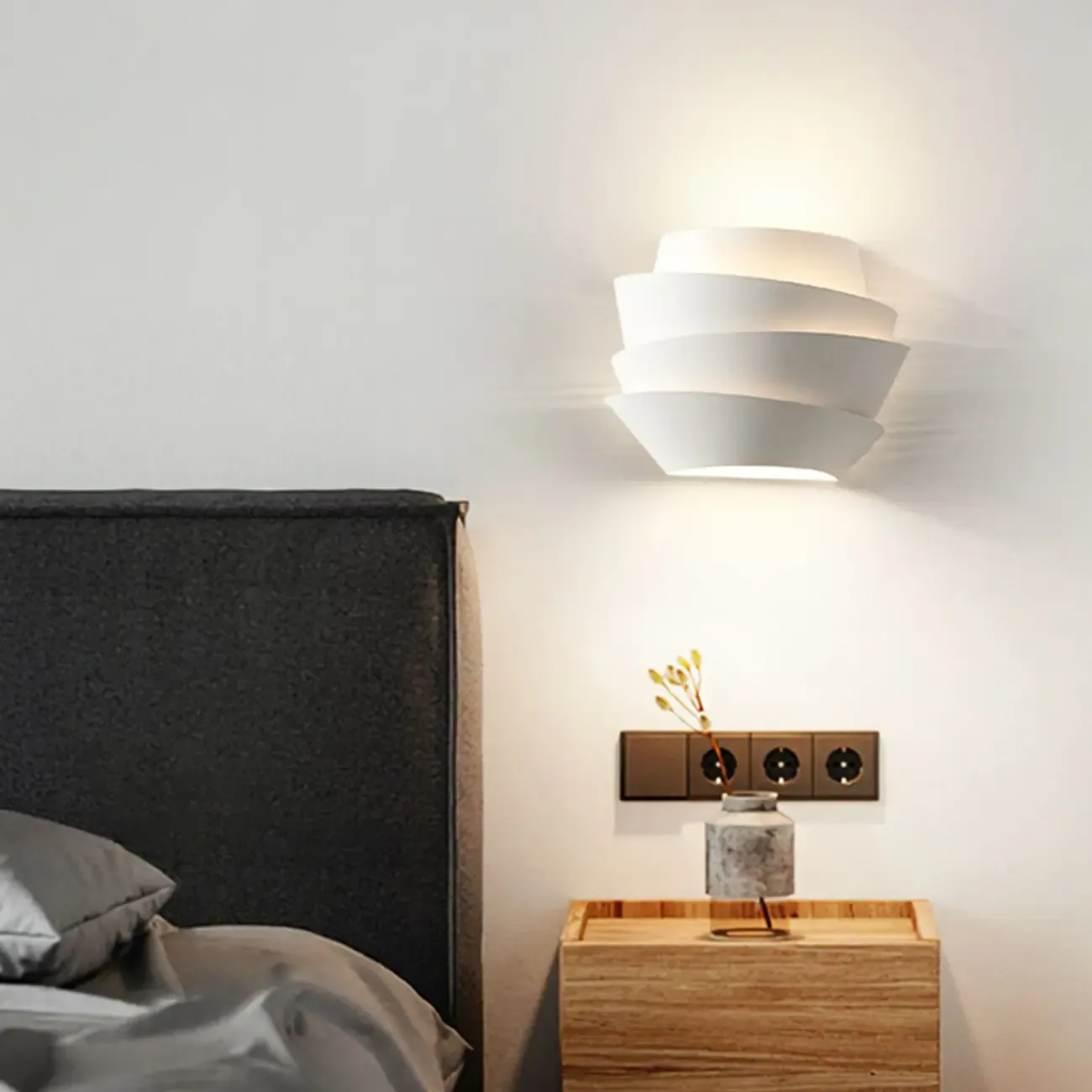 Inspired 2-Light Iron White Spiral Wall Sconce Image - 4
