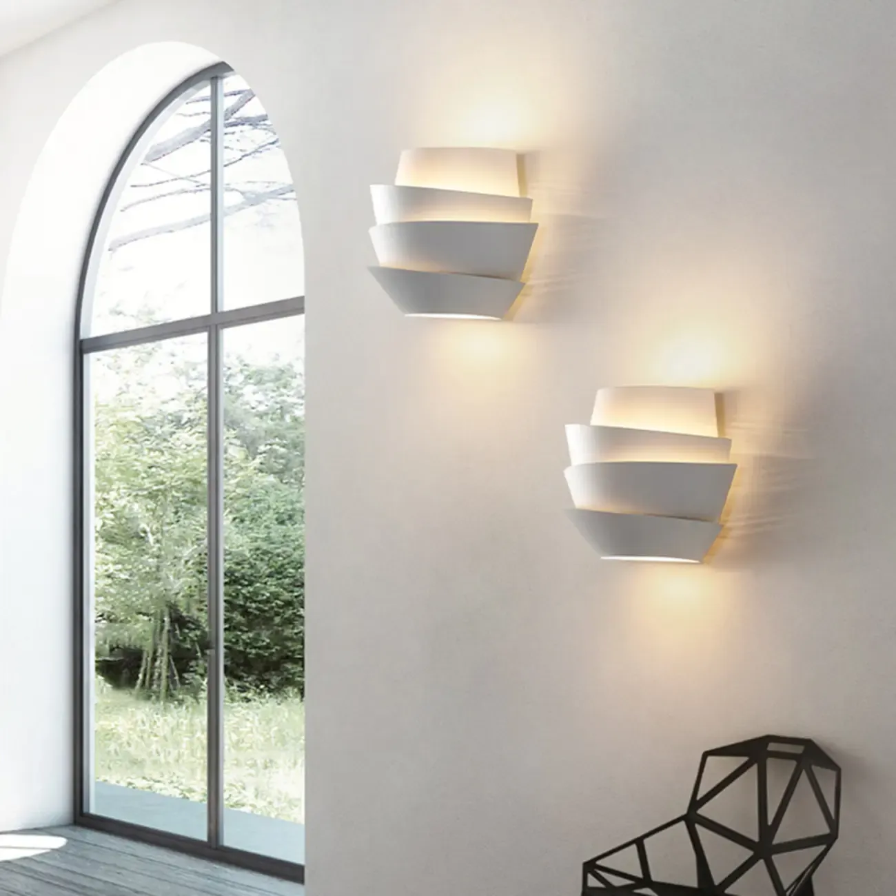 Inspired 2-Light Iron White Spiral Wall Sconce Image - 12