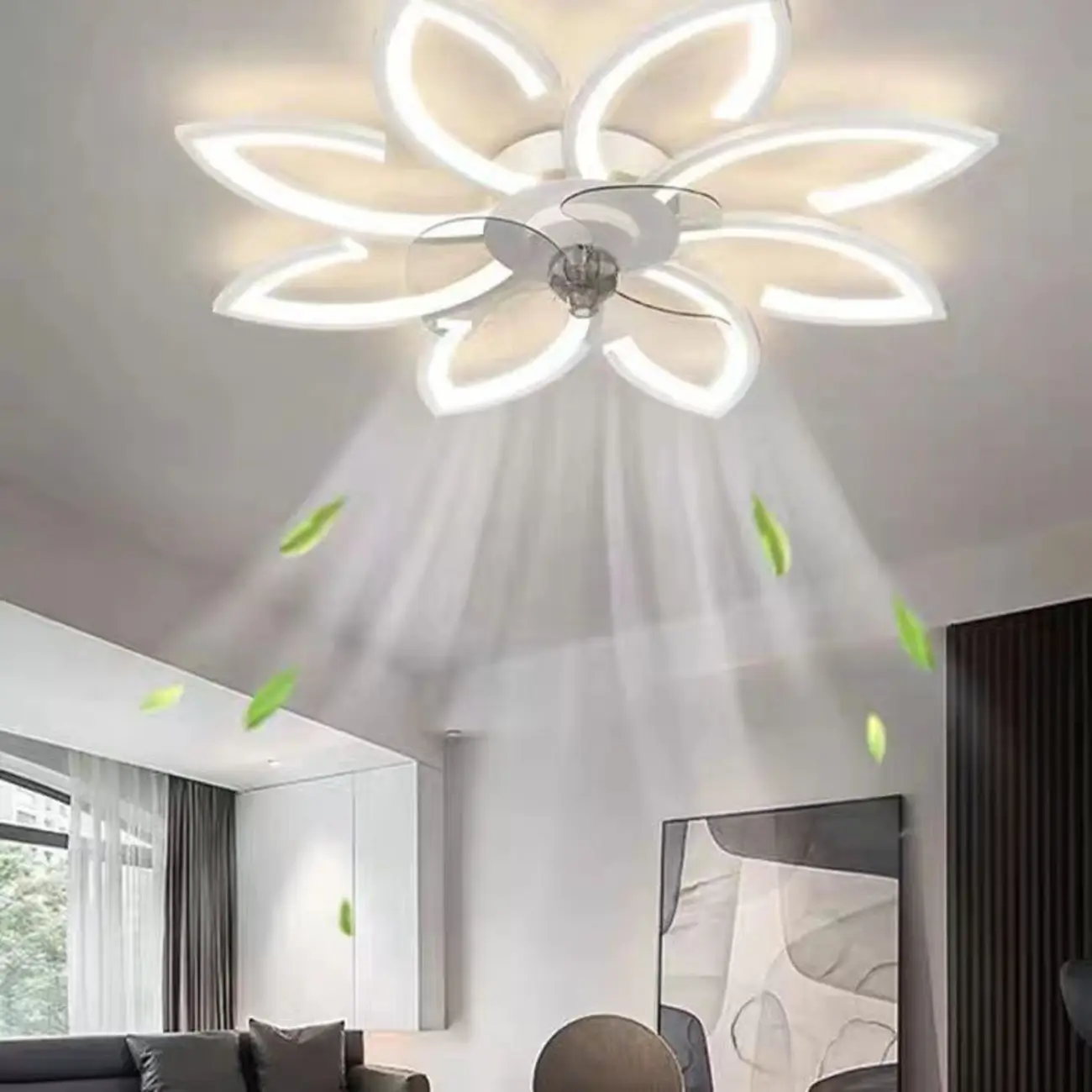 3-Blade Black Flower Ceiling Fan with Light Remote Image - 2 | homeyfad