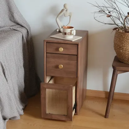 Vintage Brown Wood 2-Drawer Nightstand Image - 3