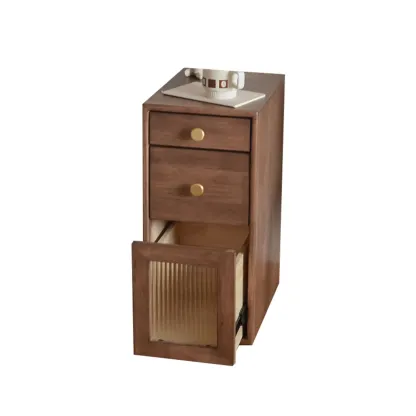 Vintage Brown Wood 2-Drawer Nightstand Image - 6