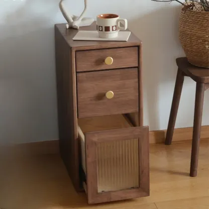 Vintage Brown Wood 2-Drawer Nightstand Image - 4