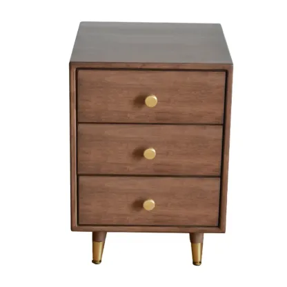 Vintage Brown Wood 2-Drawer Nightstand Image - 8
