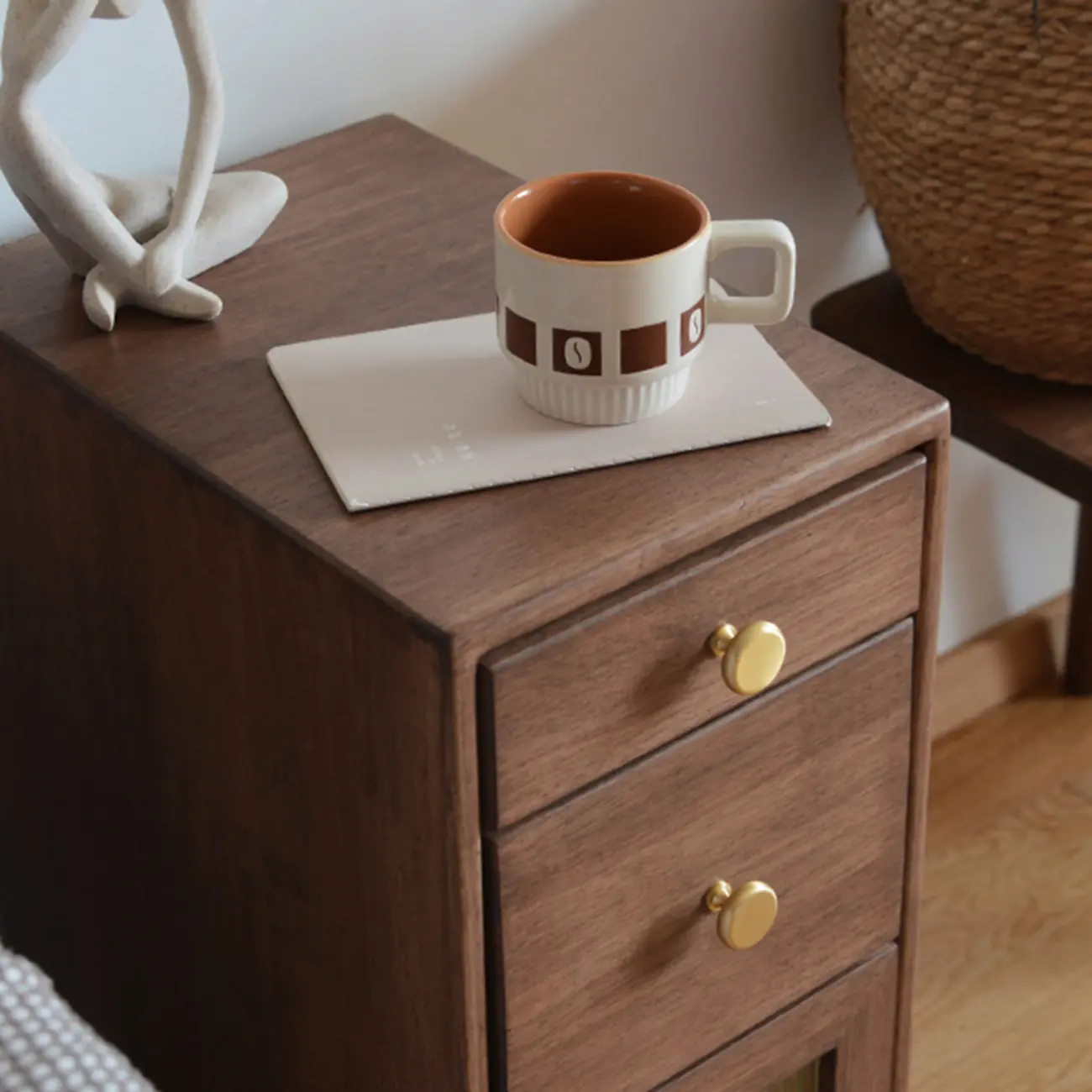 Vintage Brown Wood 2-Drawer Nightstand Image - 10 | homeyfad