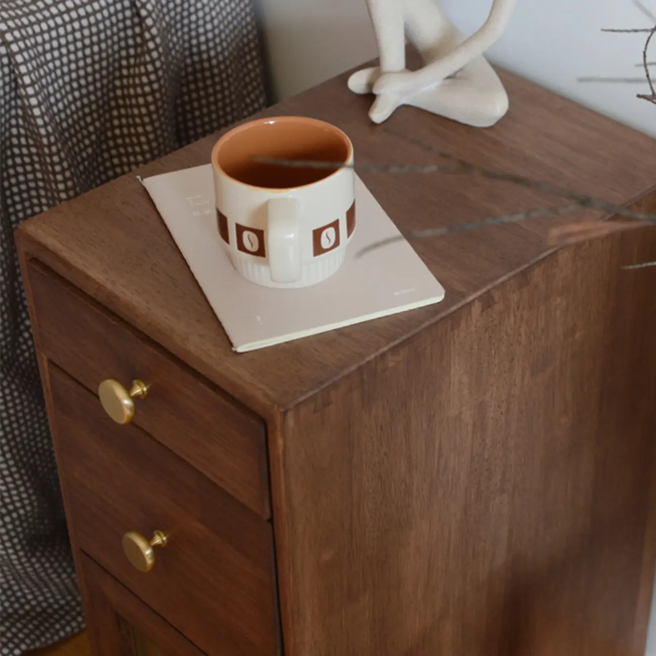 Vintage Brown Wood 2-Drawer Nightstand Image - 11 | homeyfad