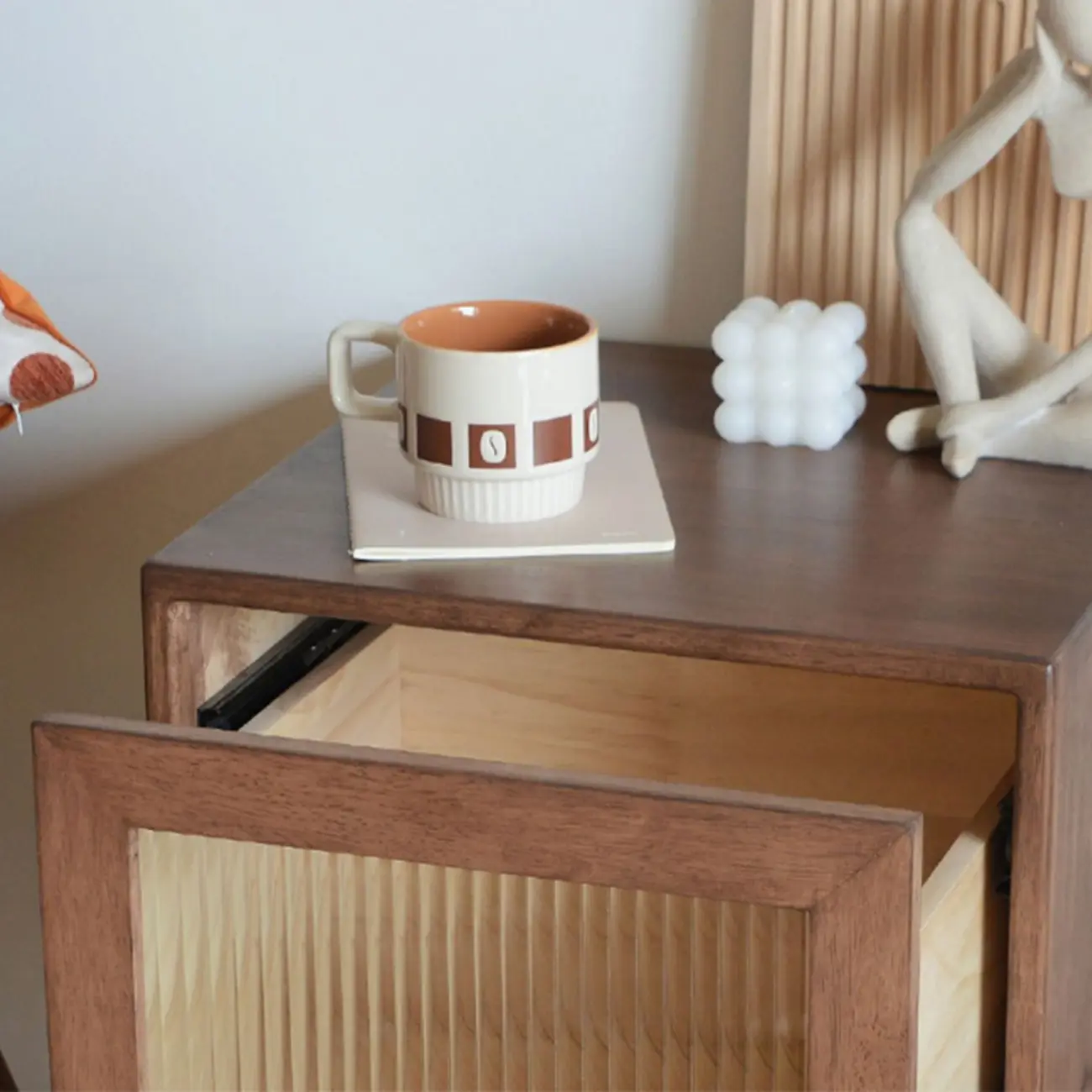 Vintage Brown Wood 2-Drawer Nightstand Image - 12 | homeyfad