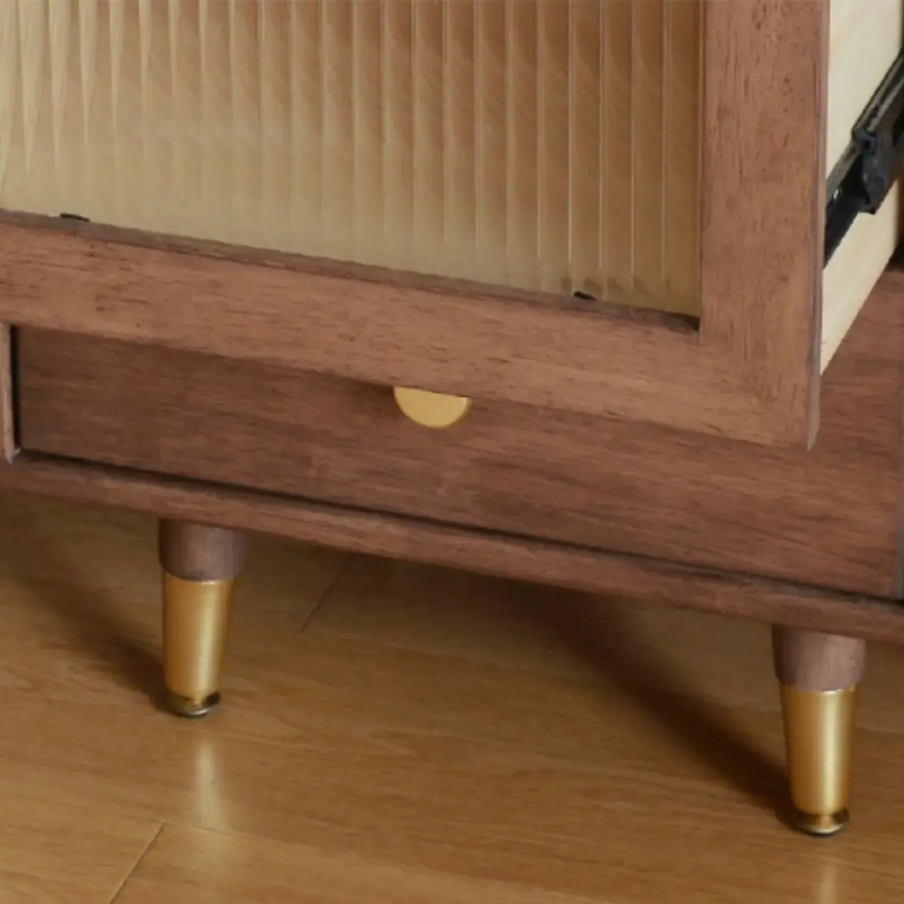 Vintage Brown Wood 2-Drawer Nightstand Image - 13