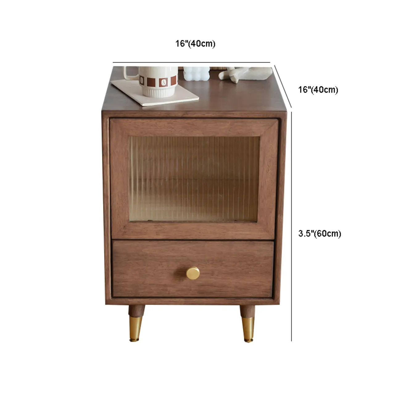 Vintage Brown Wood 2-Drawer Nightstand #size | homeyfad