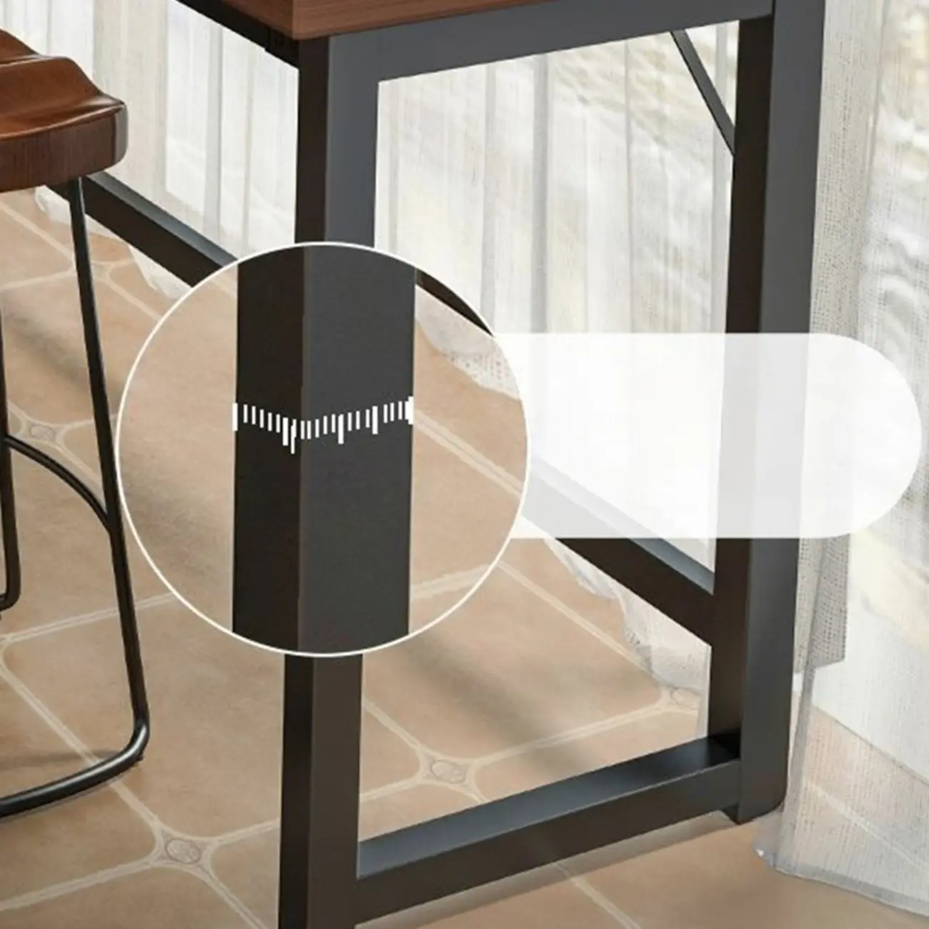 Modern Brown Wooden Metal Frame Fixed Top Bar Tables Image - 6 | homeyfad