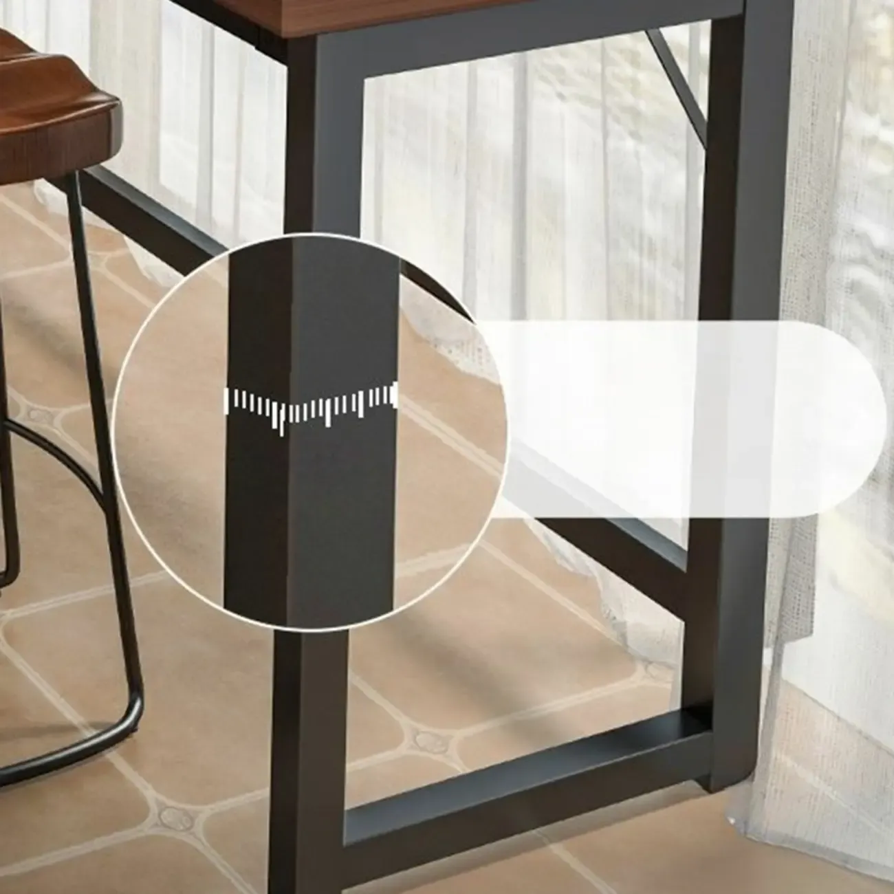 Modern Brown Wooden Metal Frame Fixed Top Bar Tables Image - 6