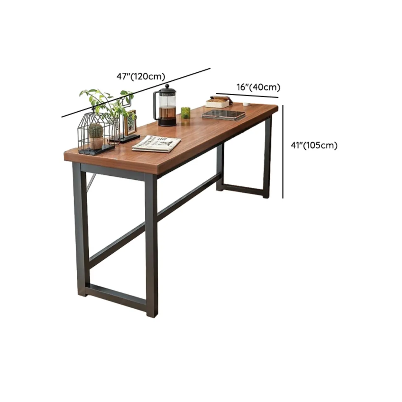 Modern Brown Wooden Metal Frame Fixed Top Bar Tables #size | homeyfad