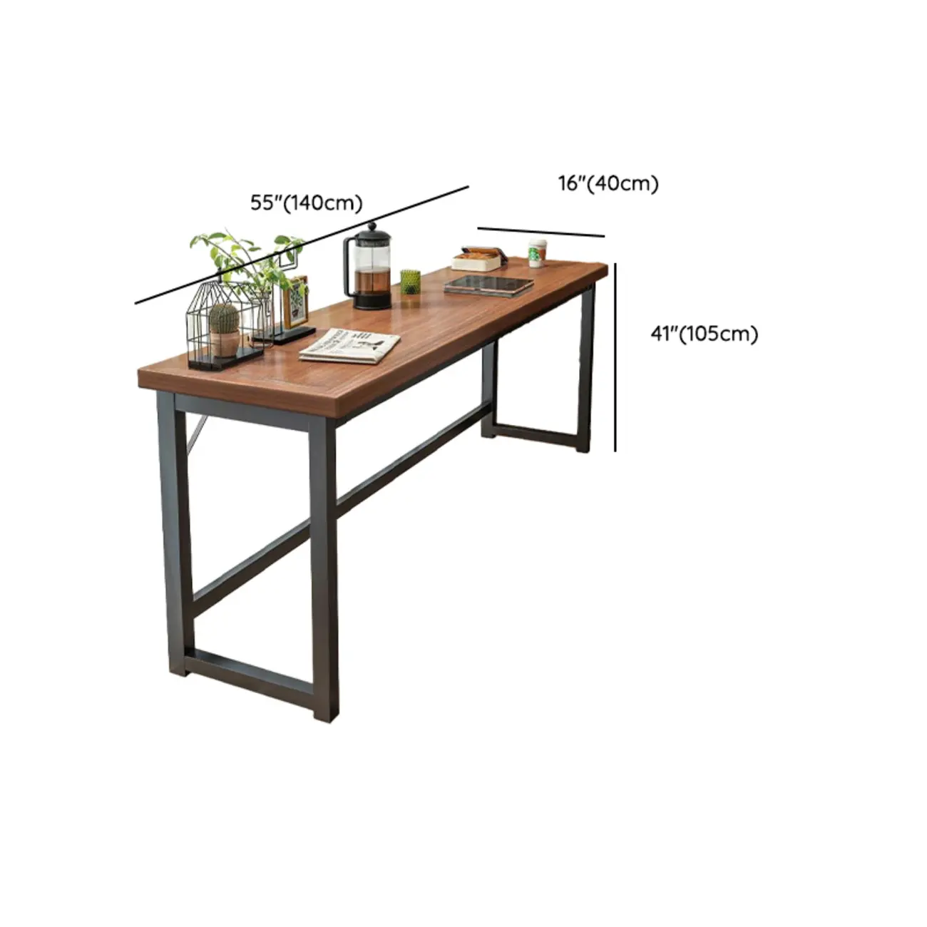 Modern Brown Wooden Metal Frame Fixed Top Bar Tables Image - 12 | homeyfad