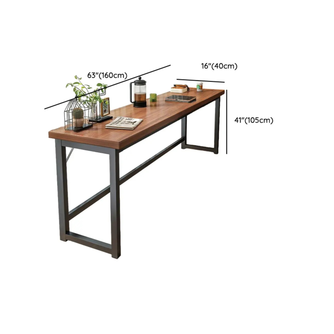 Modern Brown Wooden Metal Frame Fixed Top Bar Tables Image - 13 | homeyfad