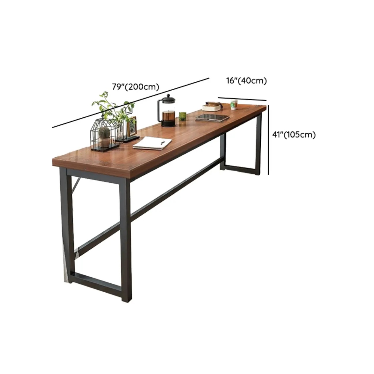 Modern Brown Wooden Metal Frame Fixed Top Bar Tables Image - 15 | homeyfad