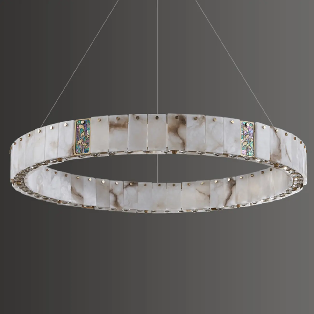 Agate Gold Circular Onyx Modern Ring Chandelier Light Image - 9 | homeyfad