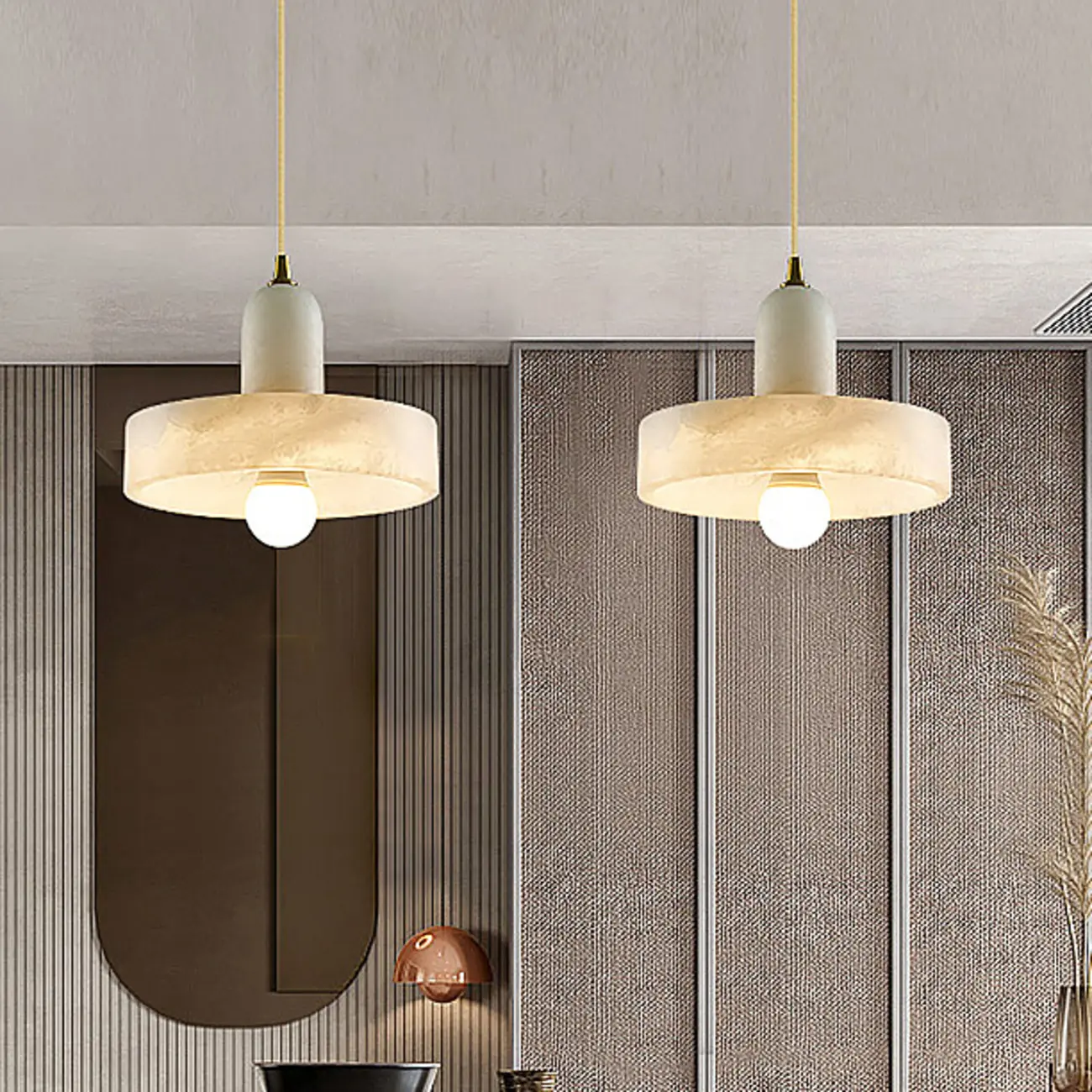 Modern Gold Metal Cylindrical Kitchen Island Pendant Light Image - 1 | homeyfad