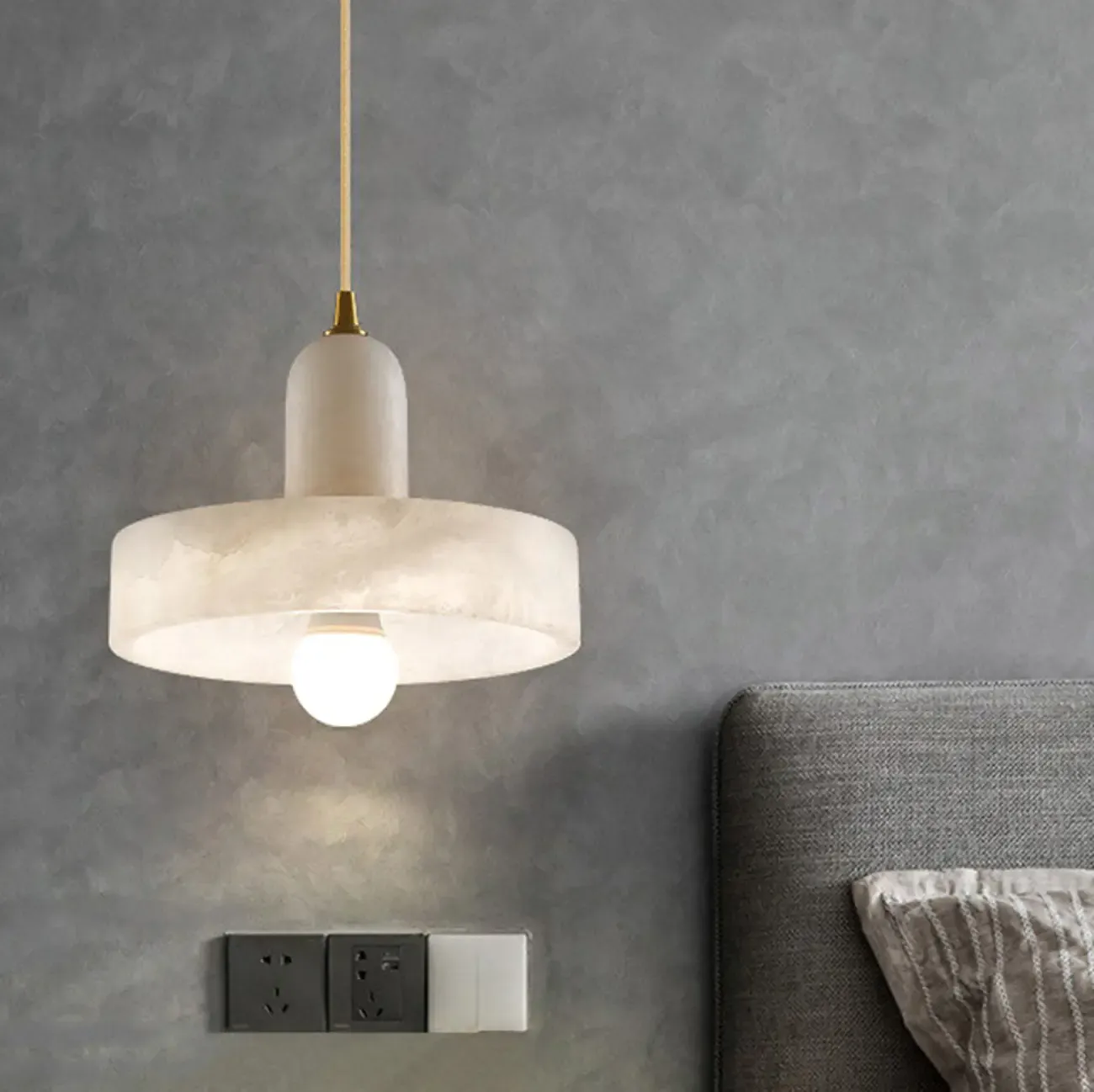 Modern Gold Metal Cylindrical Kitchen Island Pendant Light Image - 2