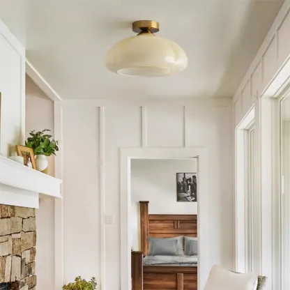 Modern Gold Glass Semi Flush Ceiling Light for Living Room Image - 2