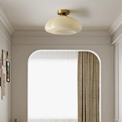 Modern Gold Glass Semi Flush Ceiling Light for Living Room Image - 1