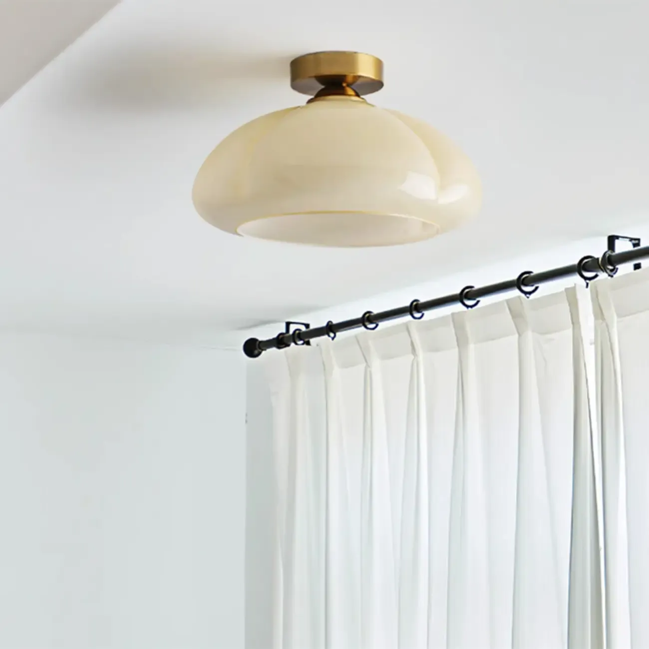 Modern Gold Glass Semi Flush Ceiling Light for Living Room Image - 6