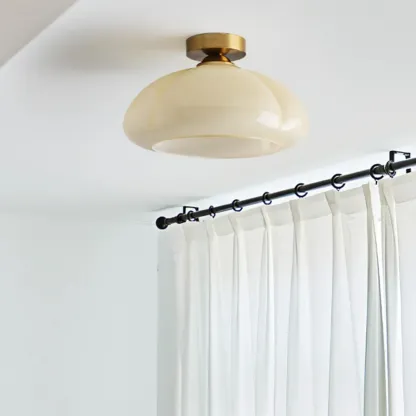 Modern Gold Glass Semi Flush Ceiling Light for Living Room Image - 6